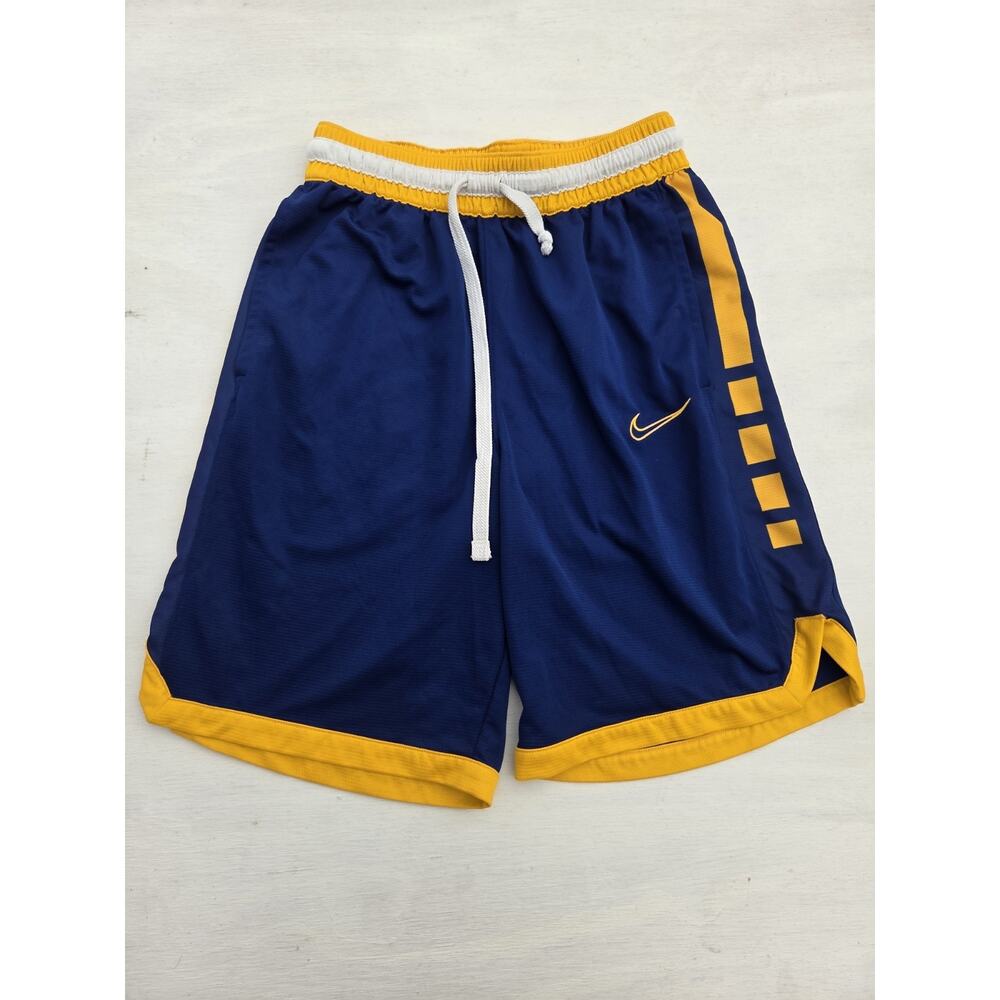 Nike Dri-FIT Athletic Shorts Blue Yellow Quick Dry Elastic Waist Men's Size S